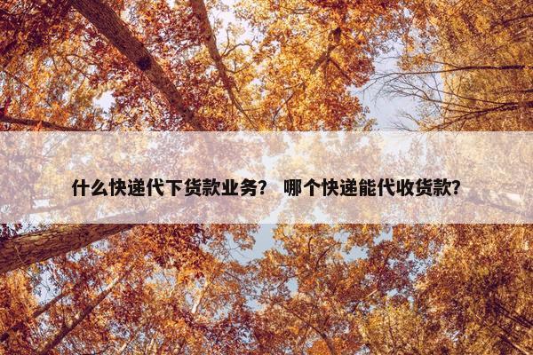 什么快递代下货款业务？ 哪个快递能代收货款？