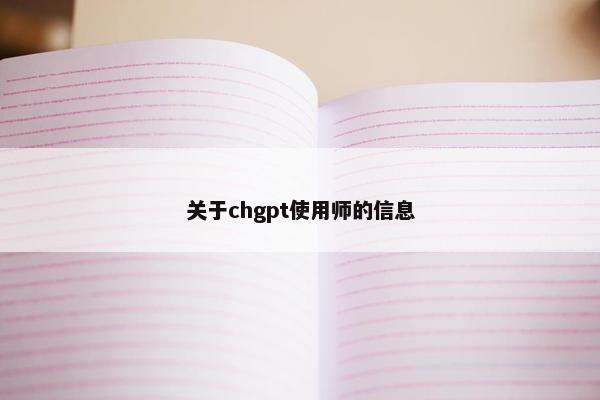 关于chgpt使用师的信息