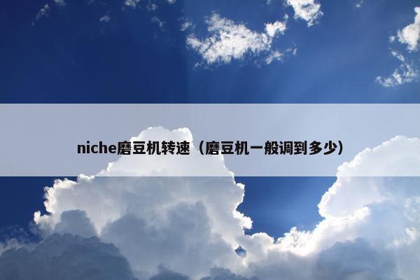 niche磨豆机转速（磨豆机一般调到多少）