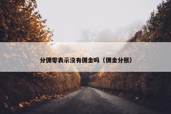 分佣零表示没有佣金吗（佣金分账）