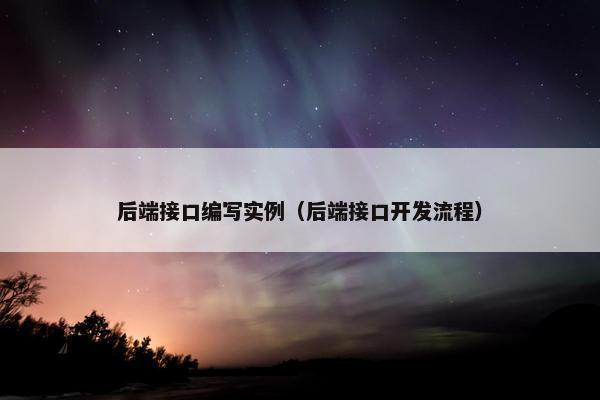 后端接口编写实例（后端接口开发流程）