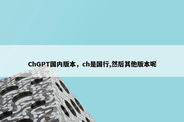 ChGPT国内版本，ch是国行,然后其他版本呢
