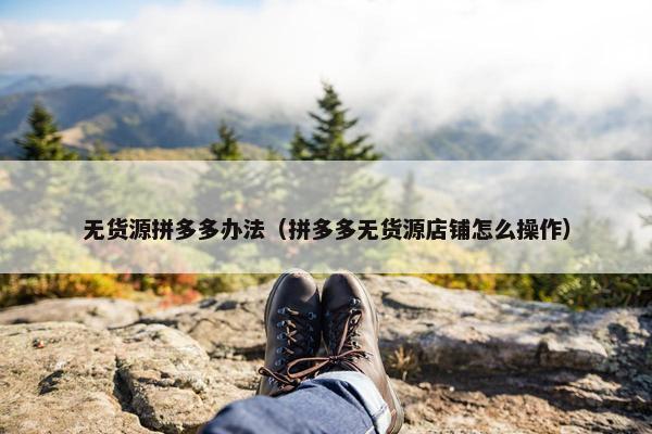 无货源拼多多办法（拼多多无货源店铺怎么操作）