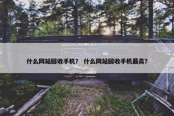 什么网站回收手机？ 什么网站回收手机最高？