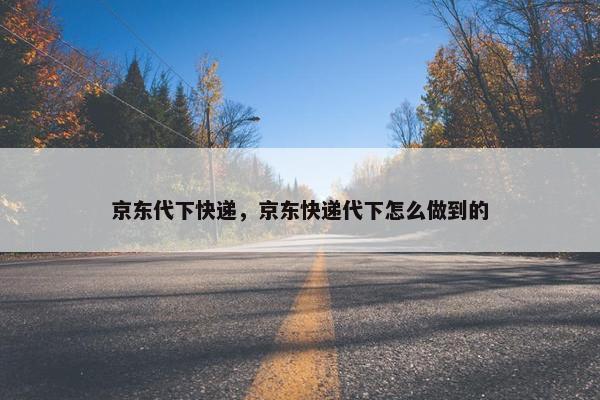 京东代下快递，京东快递代下怎么做到的