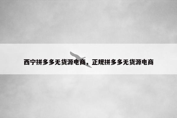 西宁拼多多无货源电商，正规拼多多无货源电商