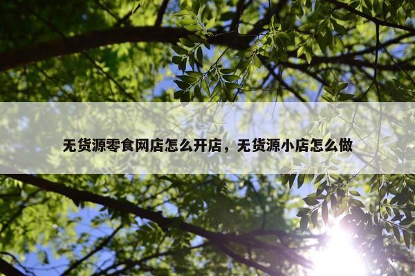 无货源零食网店怎么开店，无货源小店怎么做