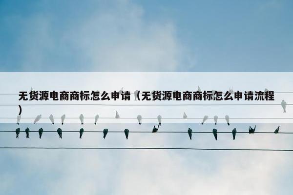 无货源电商商标怎么申请（无货源电商商标怎么申请流程）