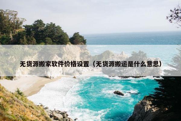 无货源搬家软件价格设置（无货源搬运是什么意思）