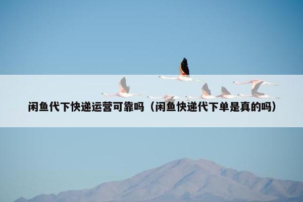 闲鱼代下快递运营可靠吗（闲鱼快递代下单是真的吗）