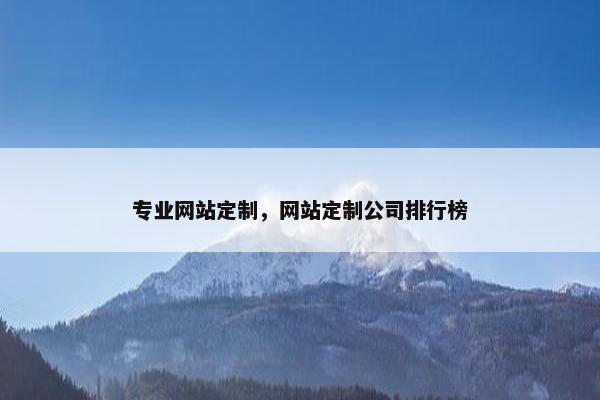 专业网站定制，网站定制公司排行榜