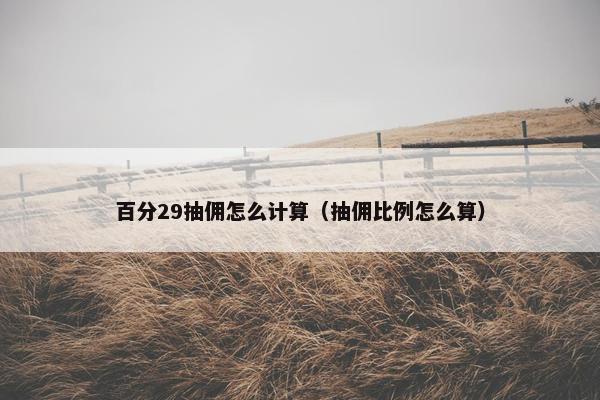 百分29抽佣怎么计算（抽佣比例怎么算）