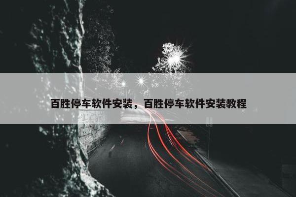 百胜停车软件安装，百胜停车软件安装教程