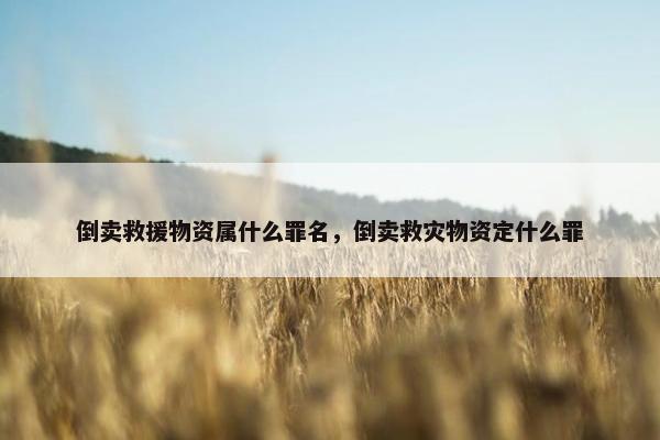 倒卖救援物资属什么罪名，倒卖救灾物资定什么罪
