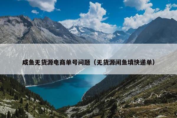 咸鱼无货源电商单号问题（无货源闲鱼填快递单）