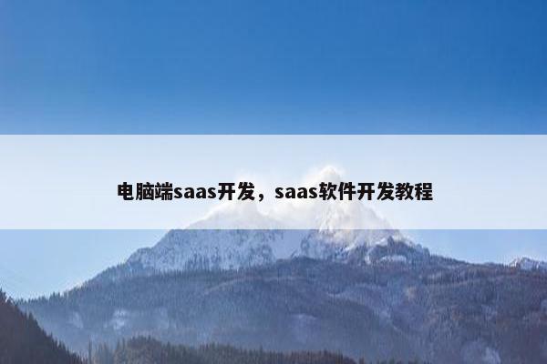 电脑端saas开发，saas软件开发教程