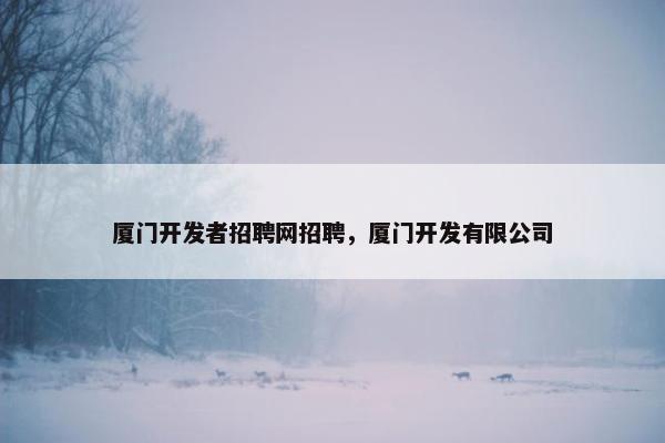 厦门开发者招聘网招聘，厦门开发有限公司