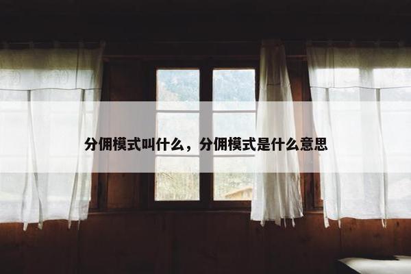 分佣模式叫什么，分佣模式是什么意思