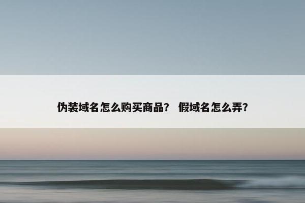 伪装域名怎么购买商品？ 假域名怎么弄？