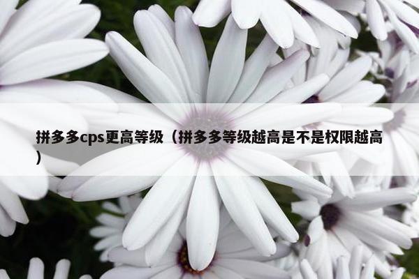 拼多多cps更高等级（拼多多等级越高是不是权限越高）