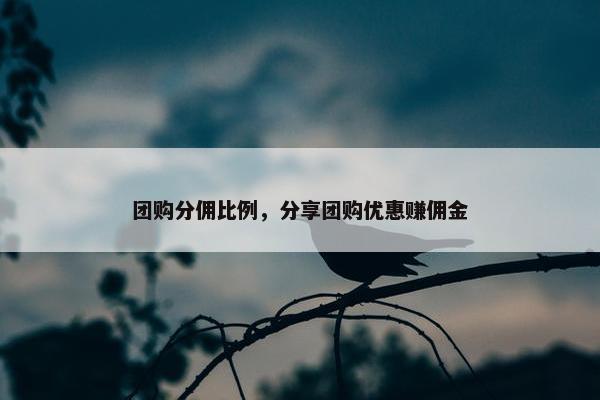 团购分佣比例，分享团购优惠赚佣金