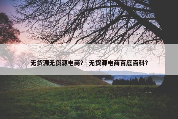 无货源无货源电商？ 无货源电商百度百科？