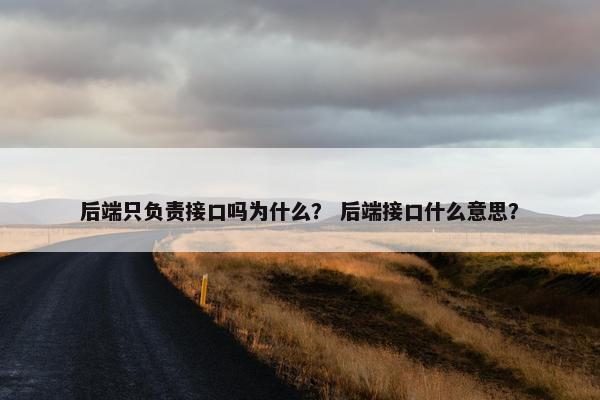 后端只负责接口吗为什么？ 后端接口什么意思？