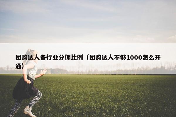 团购达人各行业分佣比例（团购达人不够1000怎么开通）