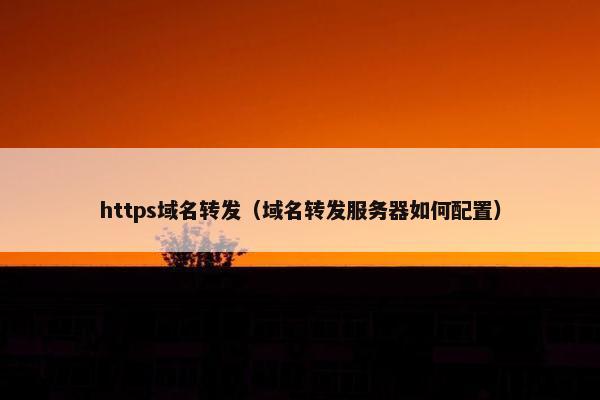 https域名转发（域名转发服务器如何配置）