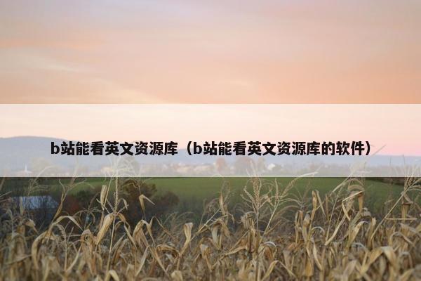 b站能看英文资源库（b站能看英文资源库的软件）