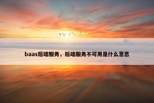 baas后端服务，后端服务不可用是什么意思