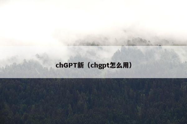 chGPT新（chgpt怎么用）