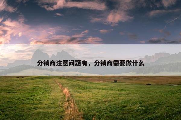 分销商注意问题有，分销商需要做什么