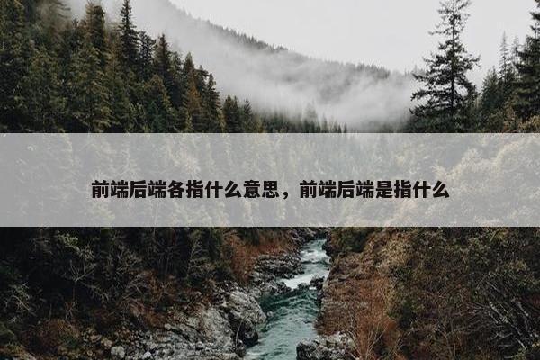 前端后端各指什么意思，前端后端是指什么