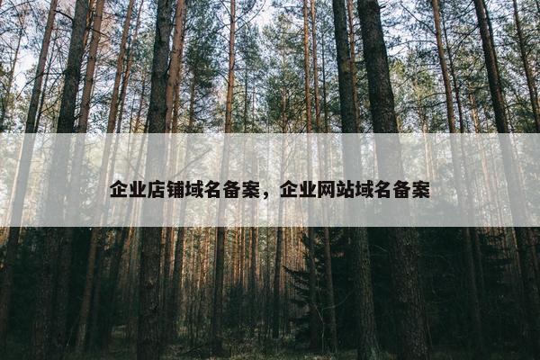 企业店铺域名备案，企业网站域名备案