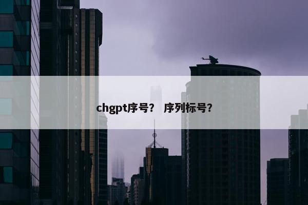 chgpt序号？ 序列标号？