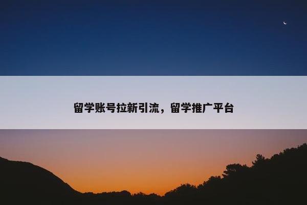 留学账号拉新引流，留学推广平台