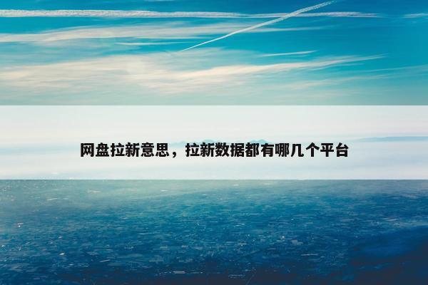 网盘拉新意思，拉新数据都有哪几个平台