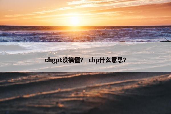 chgpt没搞懂？ chp什么意思？