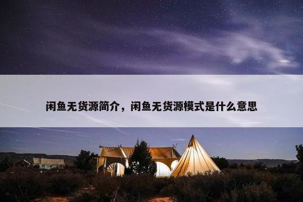 闲鱼无货源简介，闲鱼无货源模式是什么意思