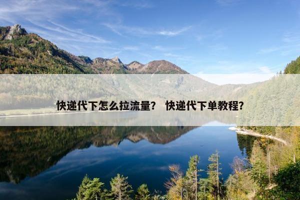 快递代下怎么拉流量？ 快递代下单教程？