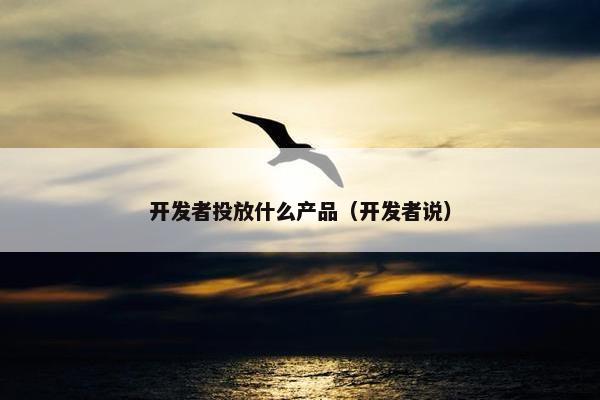 开发者投放什么产品（开发者说）