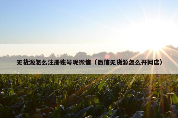 无货源怎么注册账号呢微信（微信无货源怎么开网店）