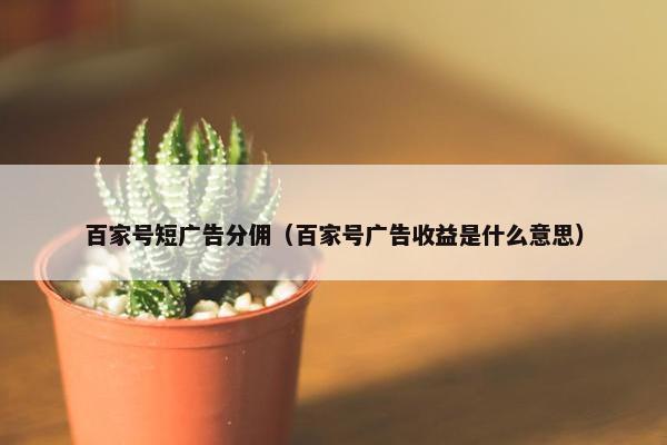 百家号短广告分佣（百家号广告收益是什么意思）