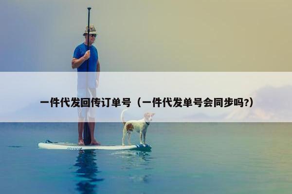 一件代发回传订单号（一件代发单号会同步吗?）