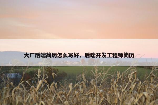 大厂后端简历怎么写好，后端开发工程师简历
