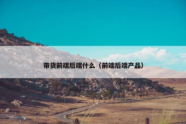 带货前端后端什么（前端后端产品）