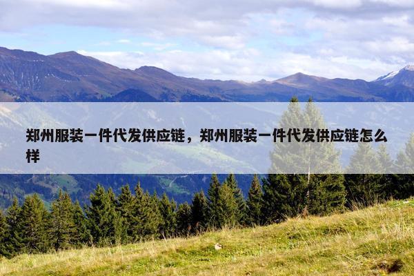 郑州服装一件代发供应链，郑州服装一件代发供应链怎么样