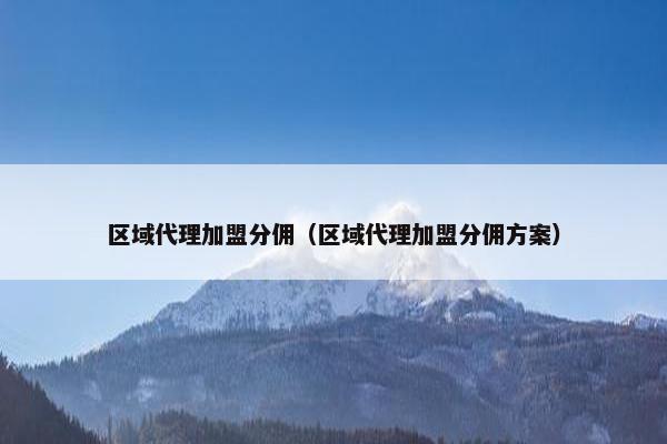 区域代理加盟分佣（区域代理加盟分佣方案）