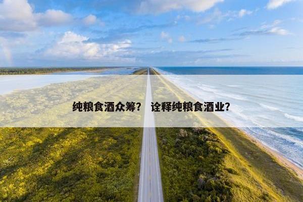 纯粮食酒众筹？ 诠释纯粮食酒业？